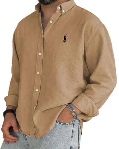 Men's Linen Cotton Button Down Shirt
