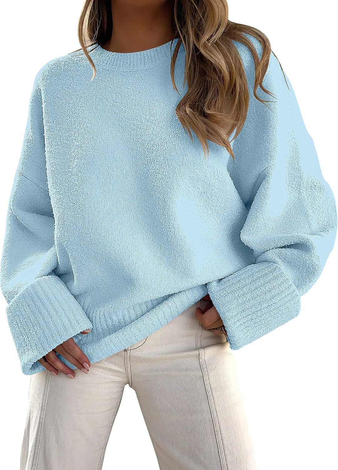Women's Oversized Sweaters 2025 Long Sleeve Fuzzy Knit Casual Chunky Pullover Sweater Fall Outfits Clothes