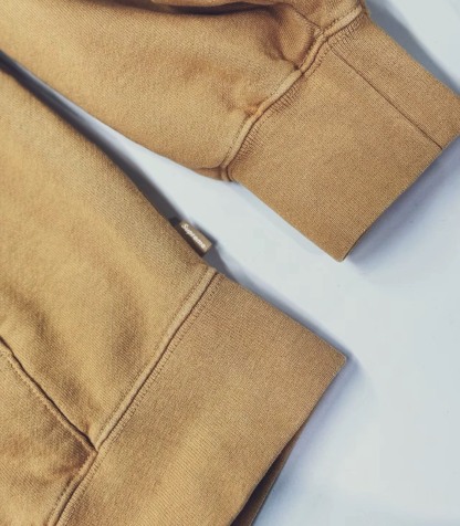  Small Box Zip Up Hooded Sweatshirt "Dark Tan" 
