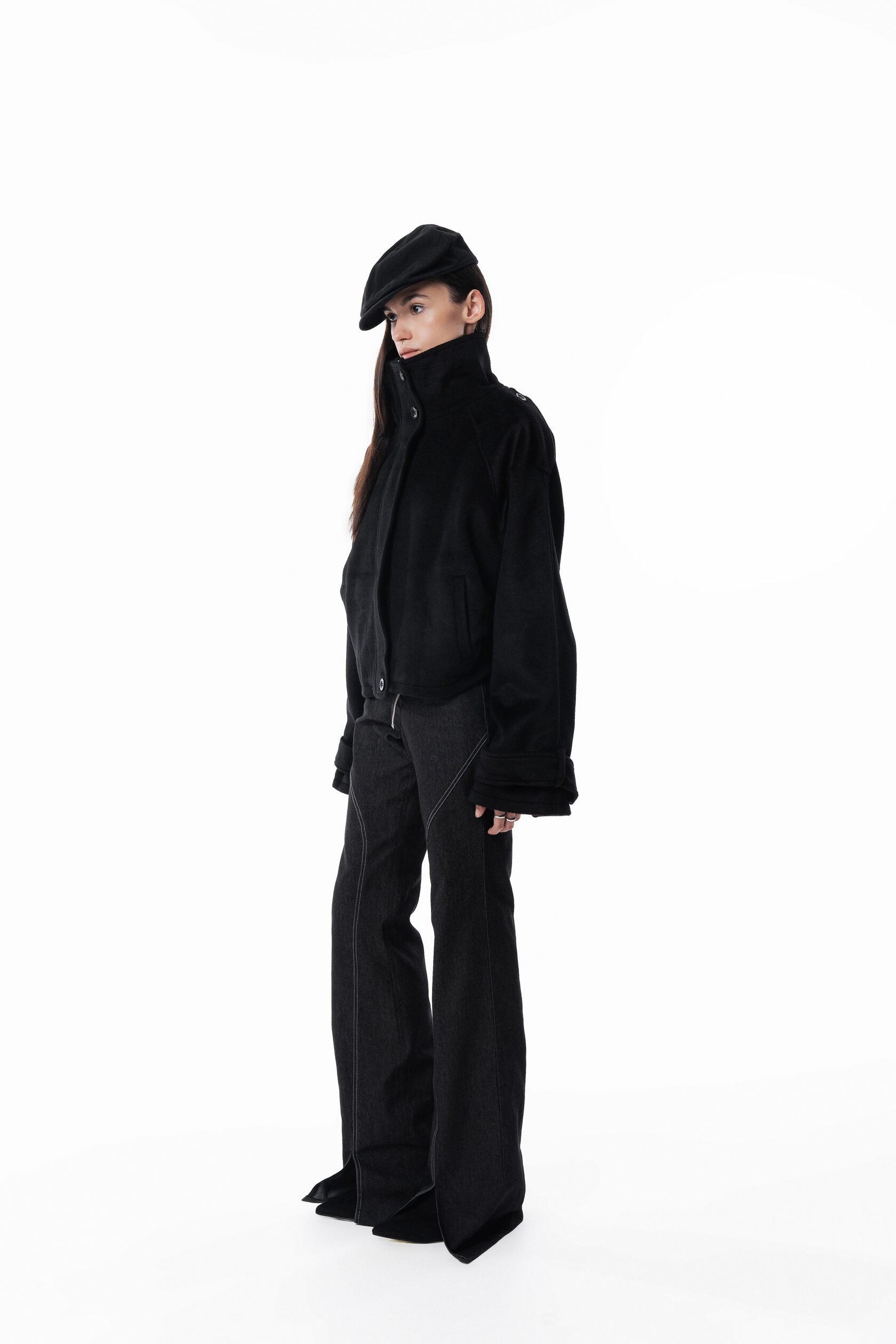 Wool High collar coat