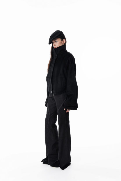 Wool High collar coat