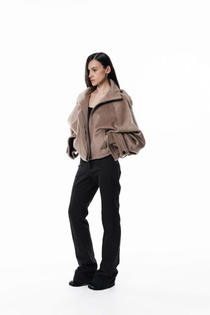 Wool High collar coat