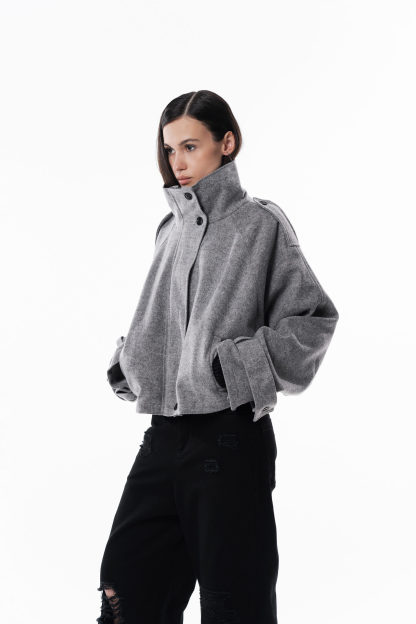 Wool High collar coat