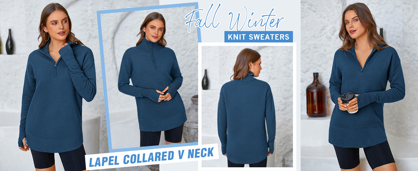 LightWeight & Comfy Long Sleeve Quarter Zip Pullover Sweater