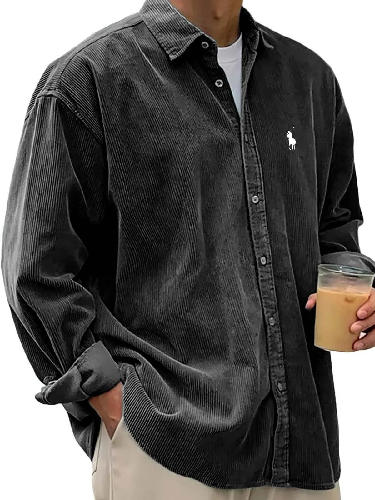 Men's Fashionable Corduroy Casual Loose Thick Shirt