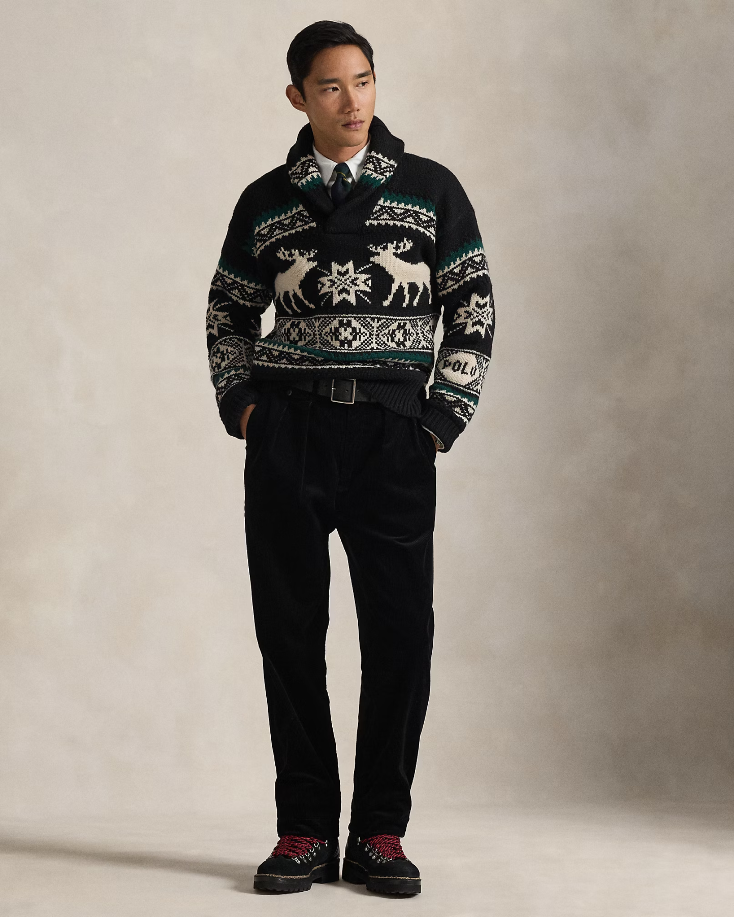 Wool-Blend Elk-Graphic Sweater