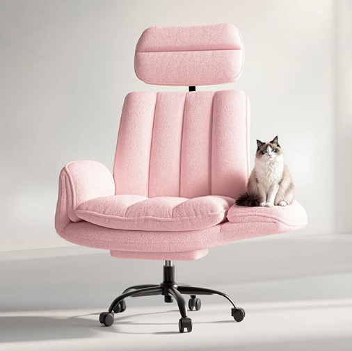 HOMRELEXA Criss Cross Office Chair with Armrests & Wheels, Comfy Big and Tall Chair, Ergonomic Executive Gaming Computer Chairs with Foot Rest, PU Leather Wide Seat Reclining Desk Chair, Black