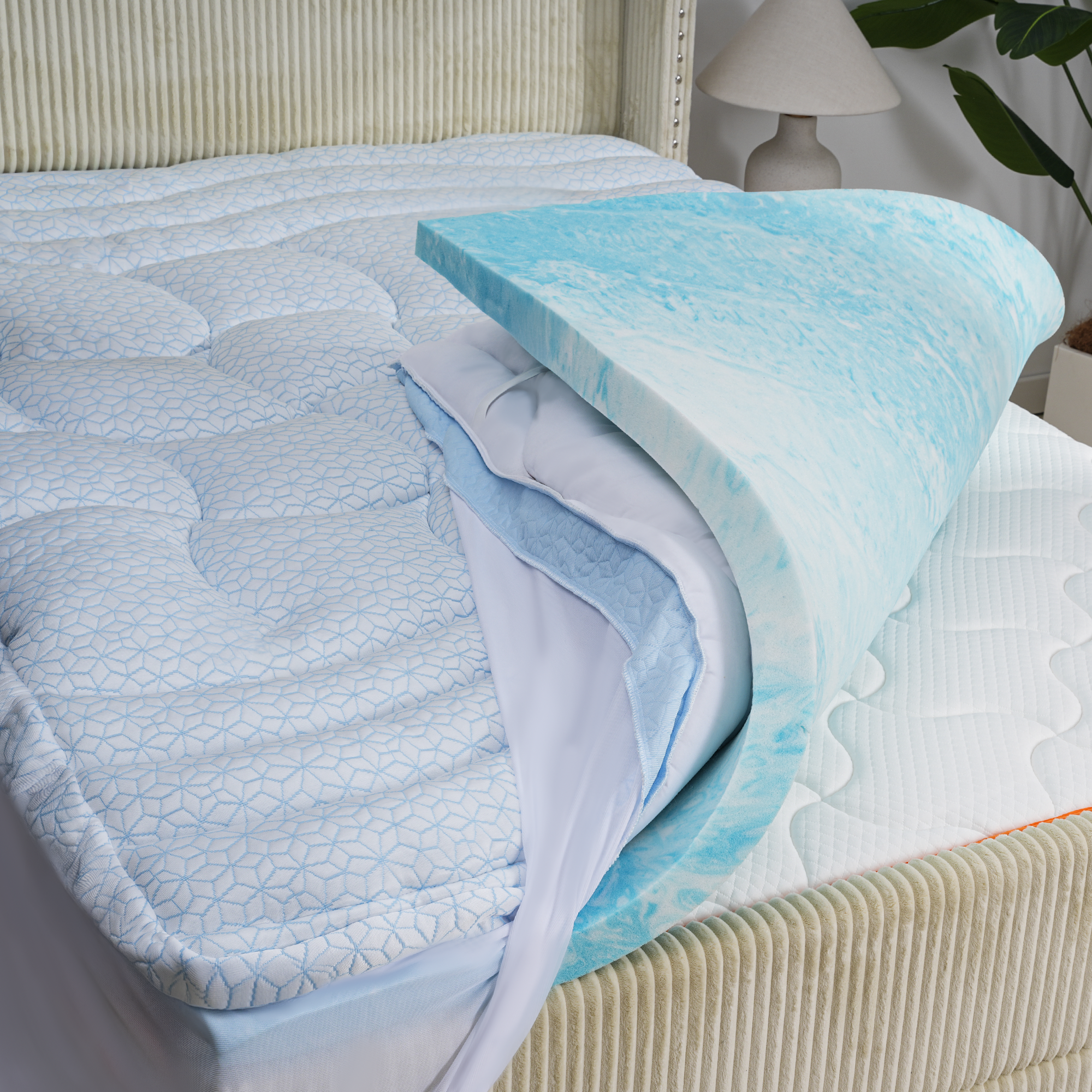 HOMRELEXA Dual Layer 4 Inch Cooling Memory Foam Mattress Topper Full Size, 2 Inch Thick Soft Quilted Ice Silk Pillow Top Cover Plus 2 Inch Gel Memory Foam Mattress Pad for Back Pain Relief