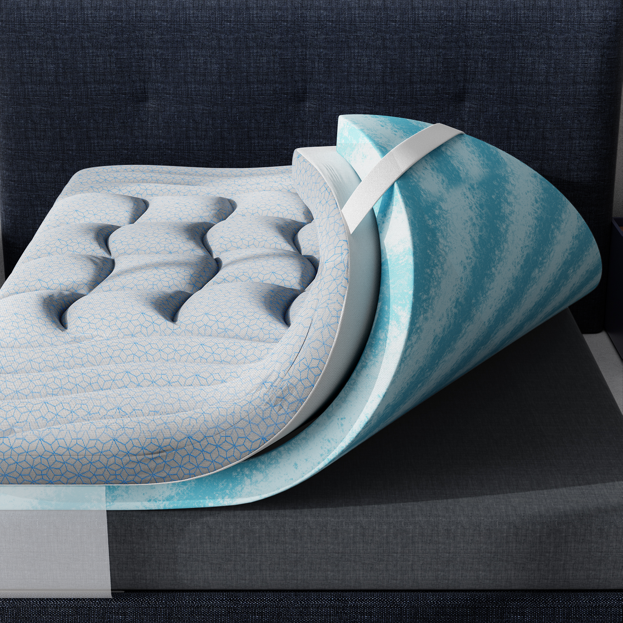 HOMRELEXA Dual Layer 4 Inch Cooling Memory Foam Mattress Topper Full Size, 2 Inch Thick Soft Quilted Ice Silk Pillow Top Cover Plus 2 Inch Gel Memory Foam Mattress Pad for Back Pain Relief