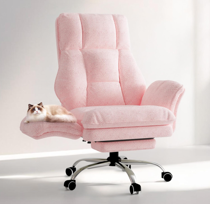 Pink Teddy Velvet Cloud Office Chair