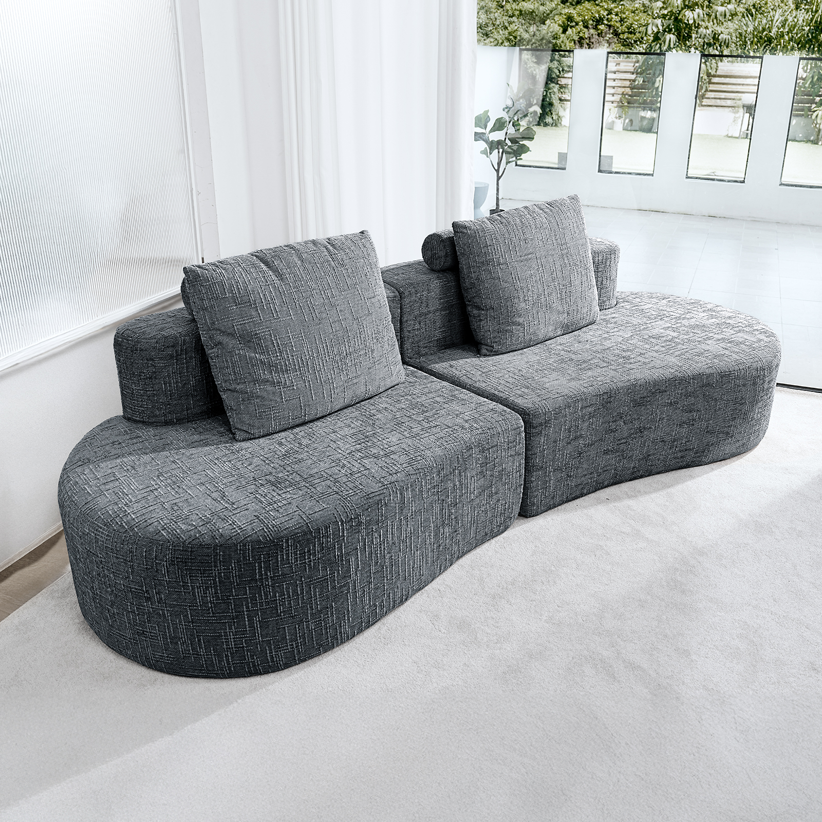 Curved cashew sofa