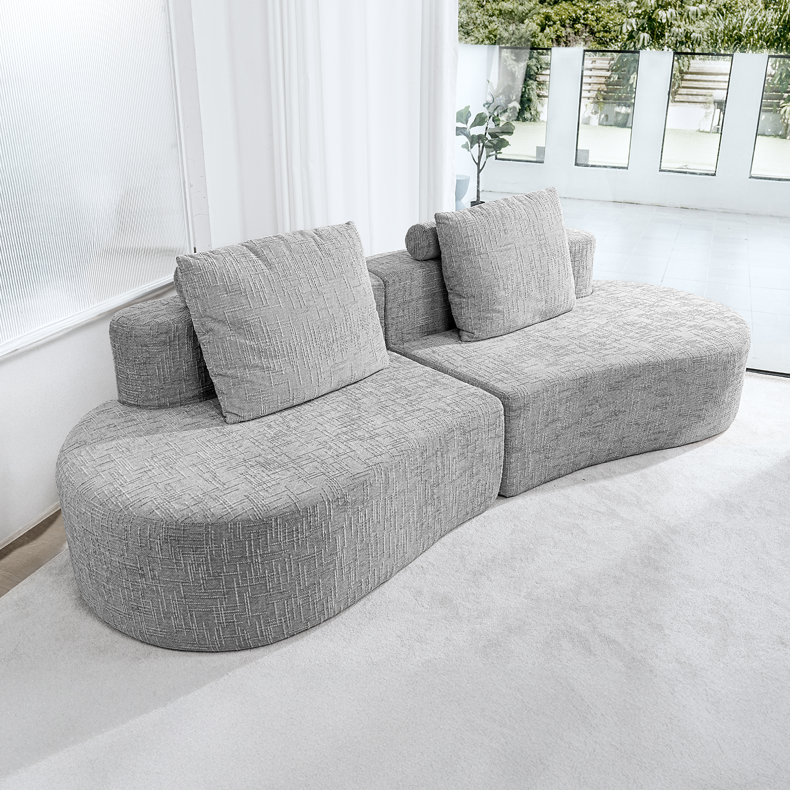 Curved cashew sofa