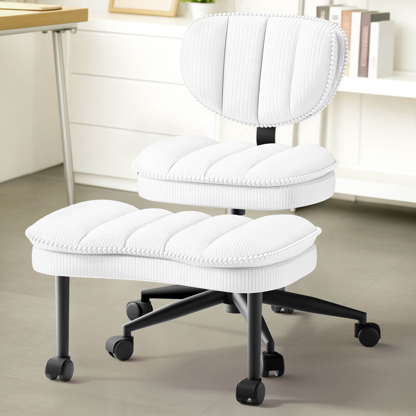 Cloud Cross‑Legged Corduroy Office Chair
