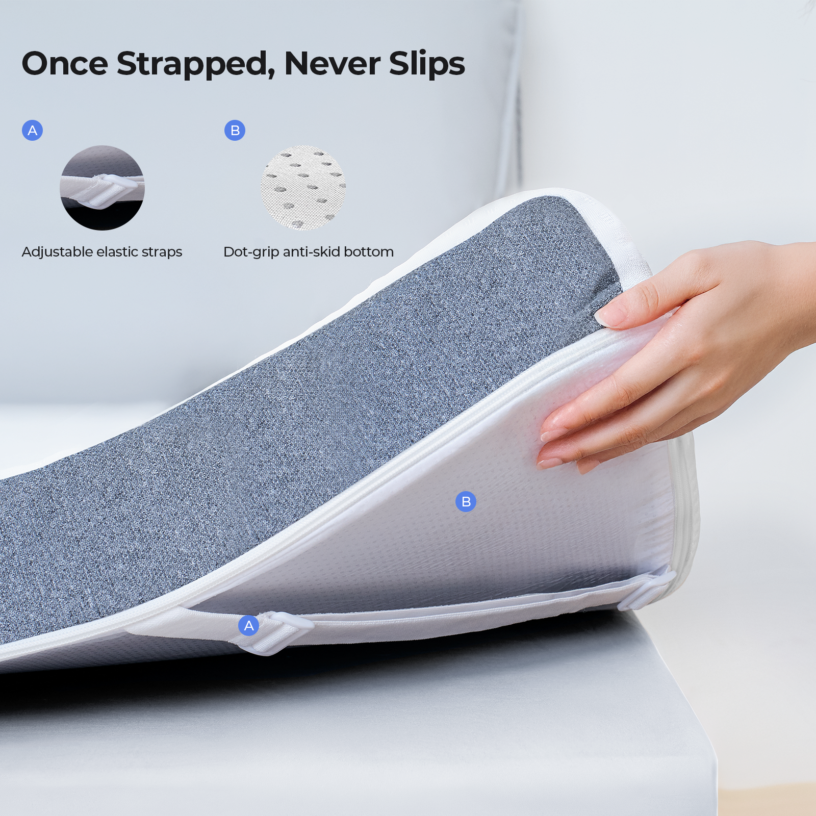HOMRELEXA Cooling Mattress Topper Full Size 3 Inch, Cooling Gel & Bamboo Charcoal Memory Foam Mattress Topper for Back Pain Relief, Firm Dual-Layer Foam Bed Pad with Removable Cover