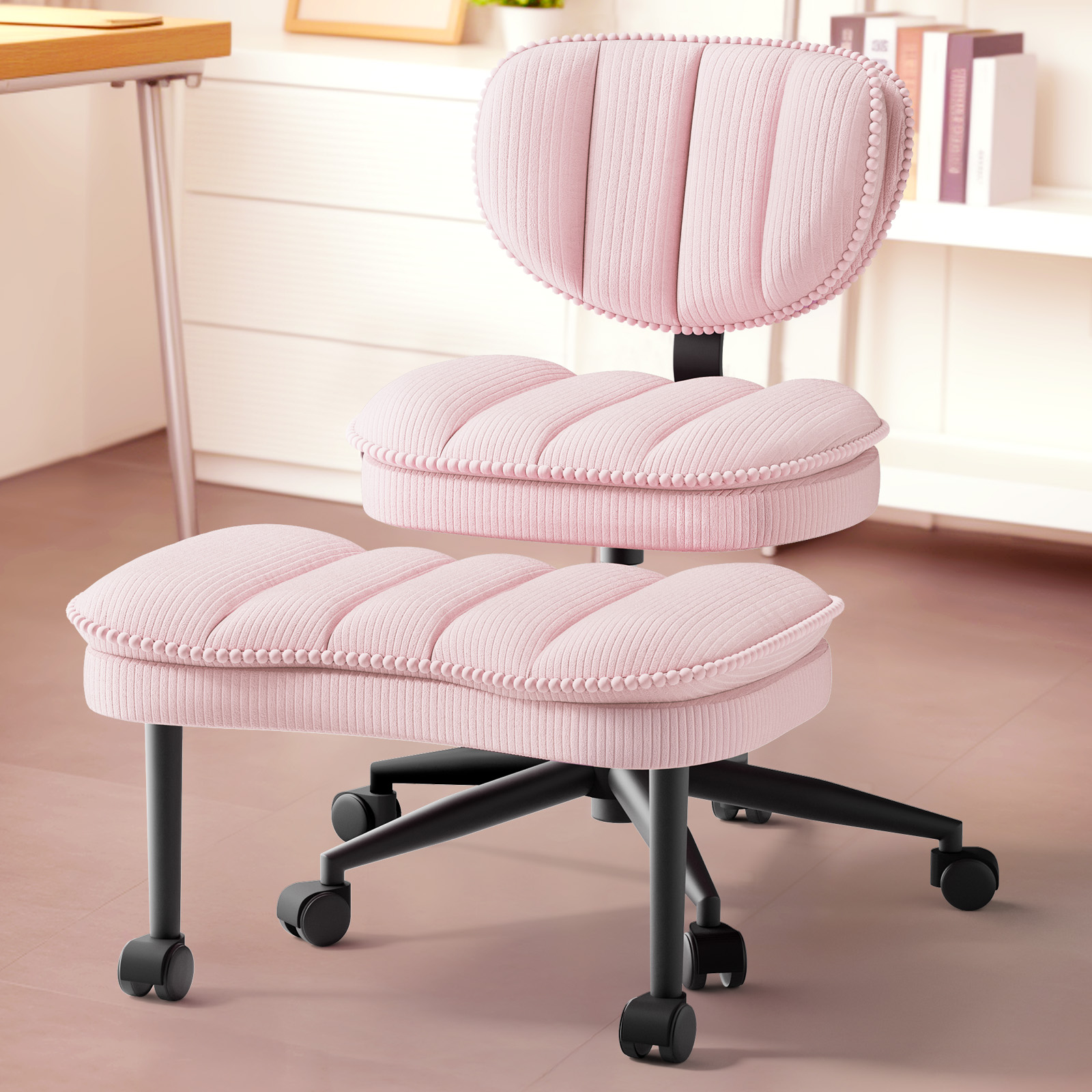 Cloud Cross‑Legged Corduroy Office Chair