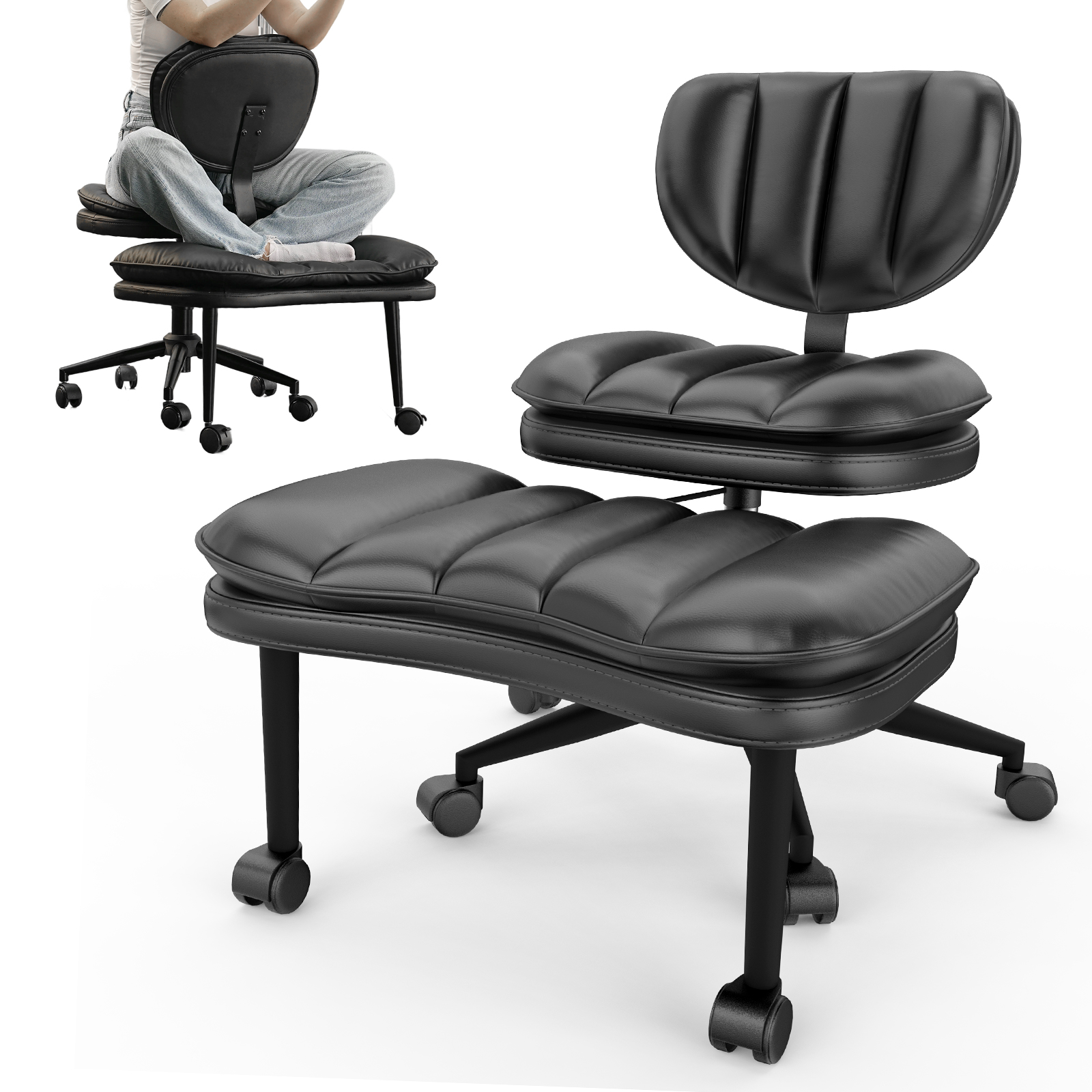 Cross Legged Office Chair-Homrelexa