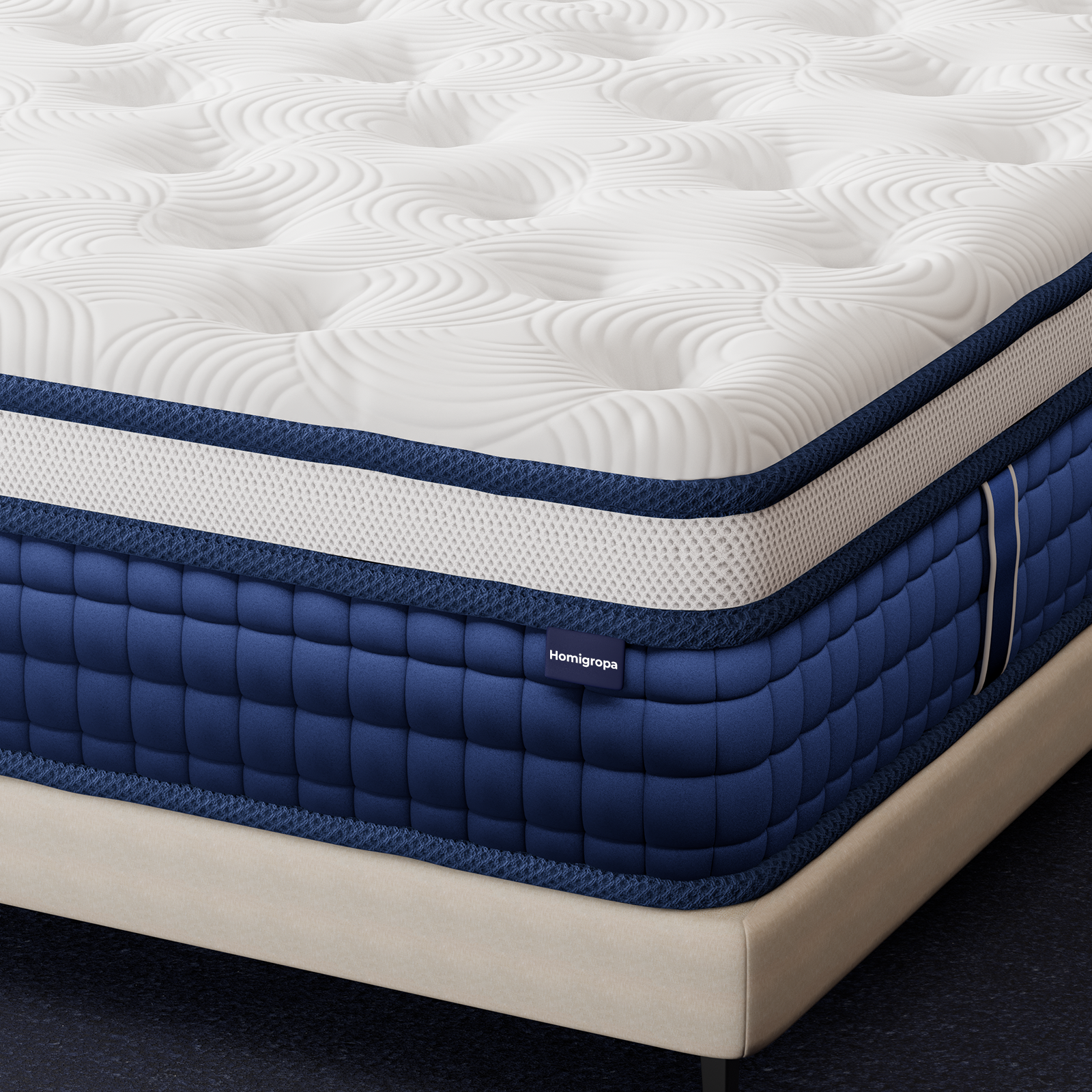 HOMiGroPa Mattress, Medium, Hybrid Mattress,Medium Support, Individually Pocketed Coils, Zoned Support & Motion Isolation, CertiPUR-US Certified