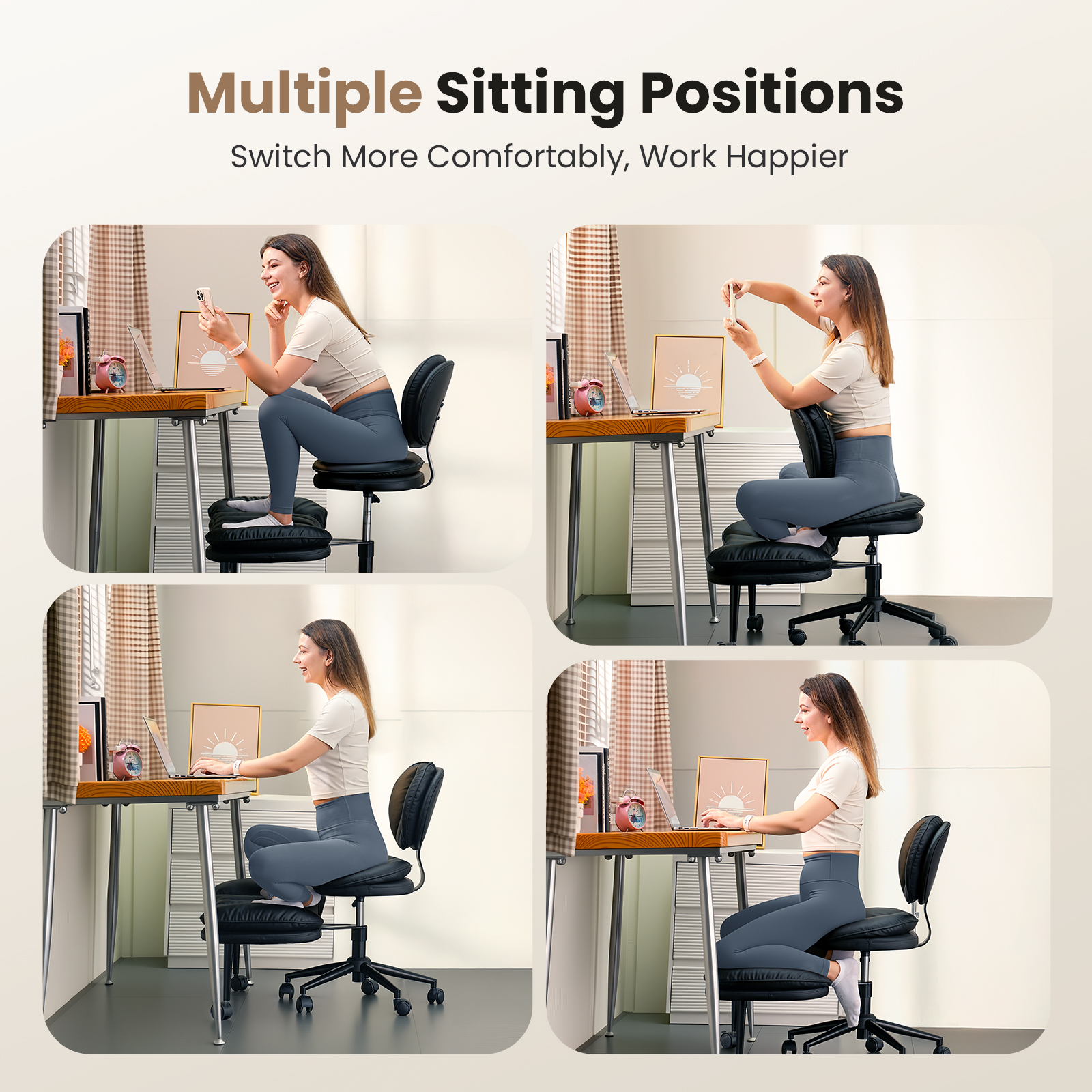 Cloud Cross‑Legged PU Leather Office Chair