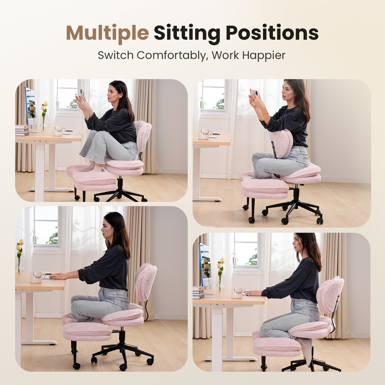 Cloud Cross‑Legged Corduroy Office Chair