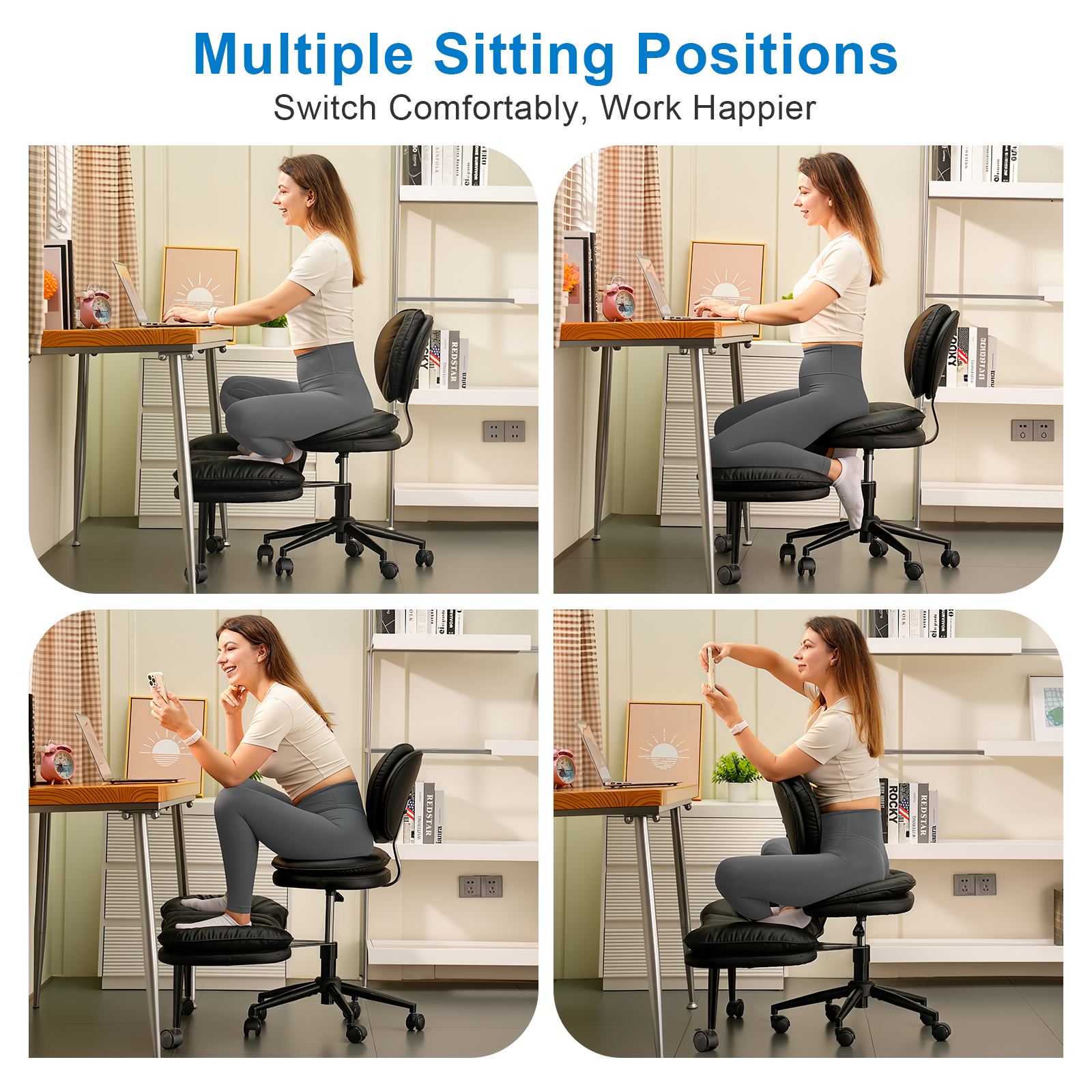 Cross Legged Office Chair-Homrelexa