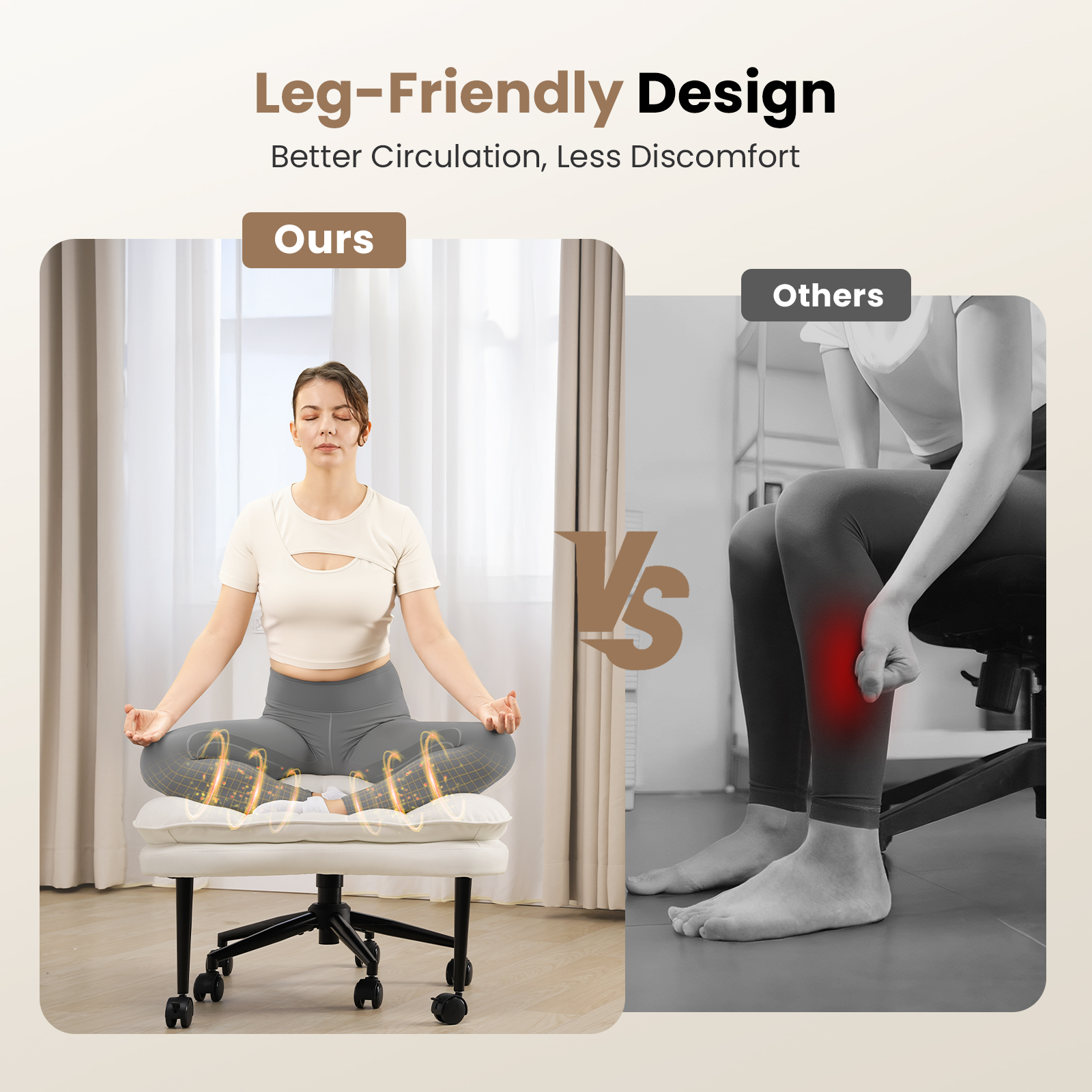Cloud Cross‑Legged PU Leather Office Chair
