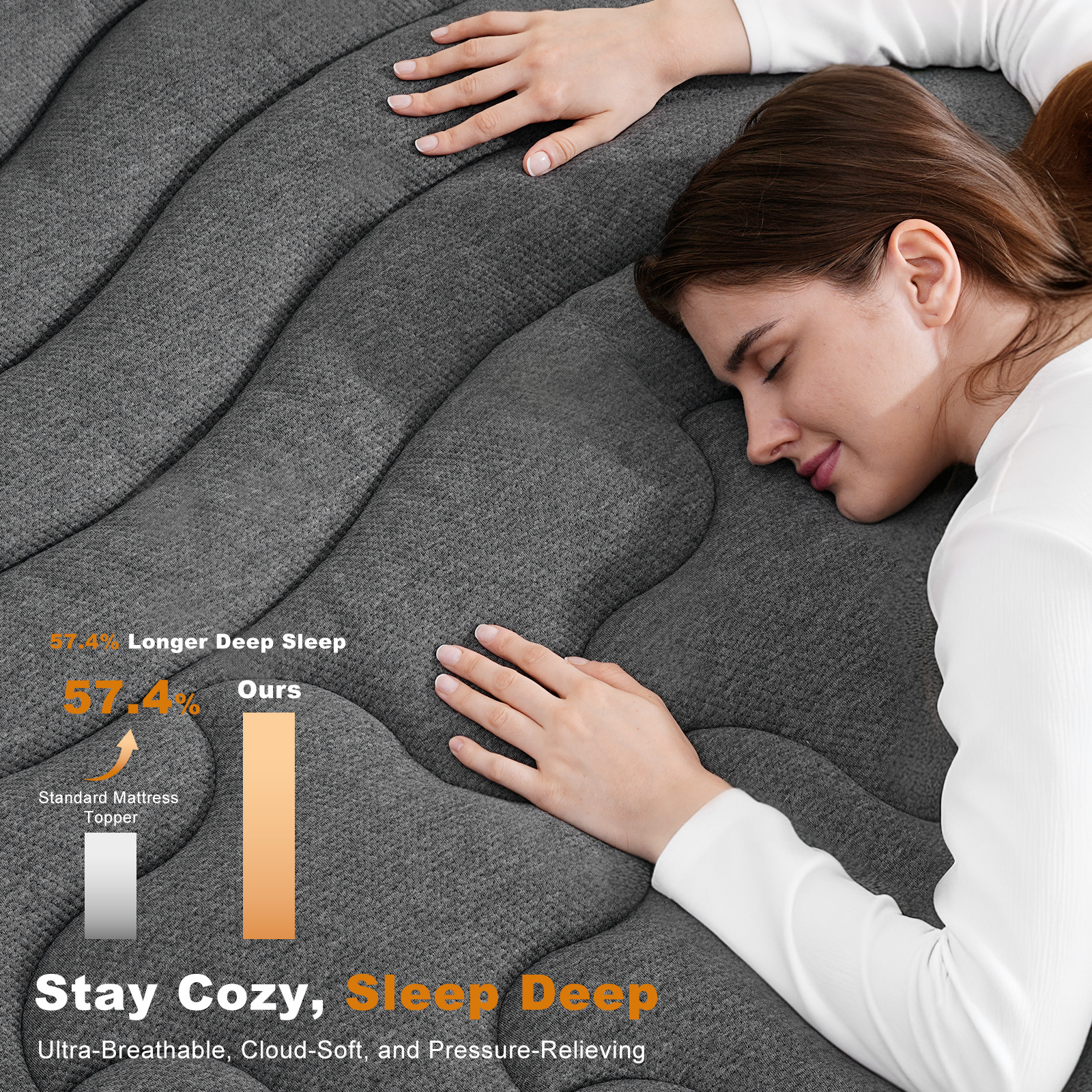 HOMRELEXA Dual Layer 4 Inch Bamboo Memory Foam Mattress Topper Full Size, 2 Inch Thick Soft Quilted Pillow Top Cover Plus 2 Inch Charcoal Gel Memory Foam Mattress Pad for Back Pain Relief