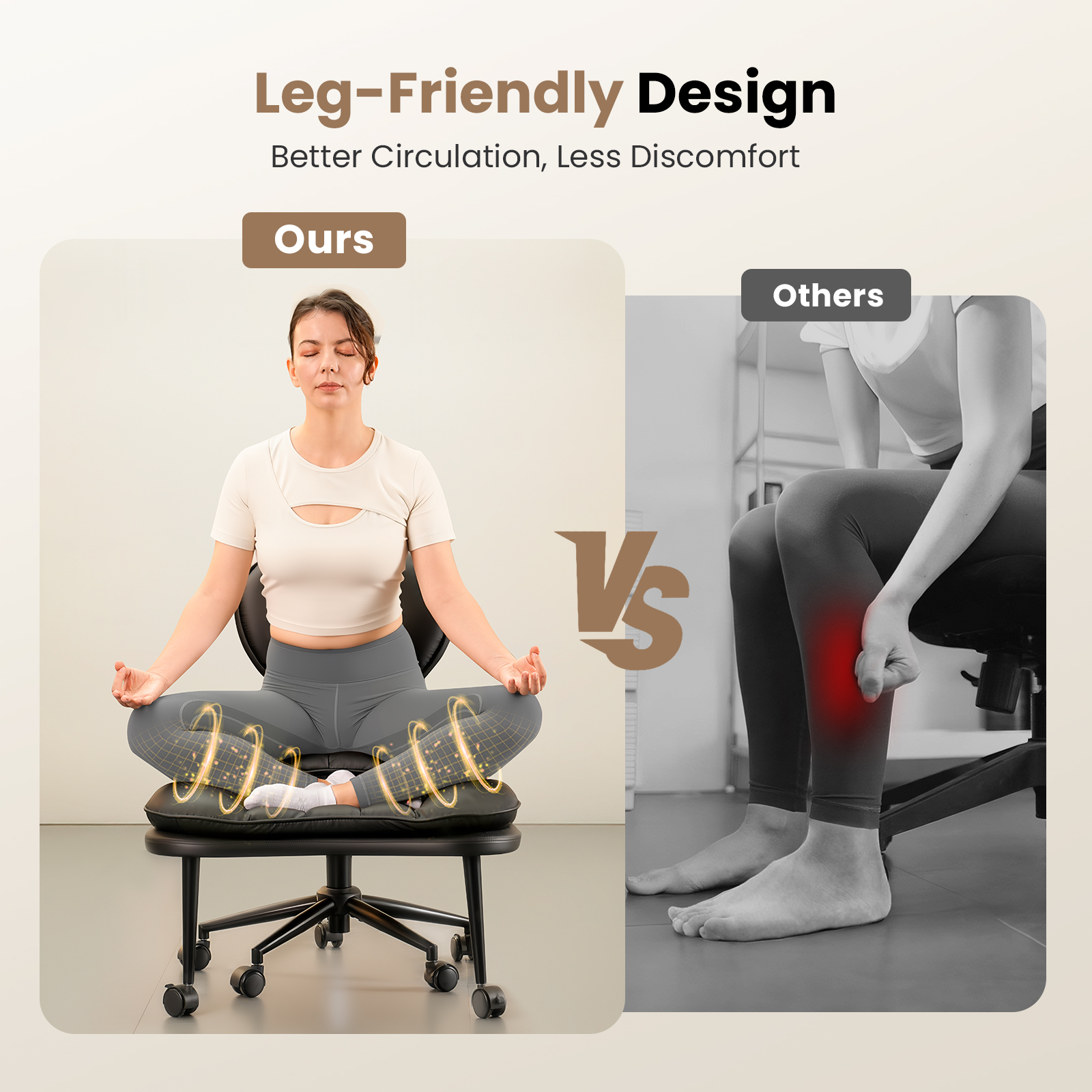 Cloud Cross‑Legged PU Leather Office Chair