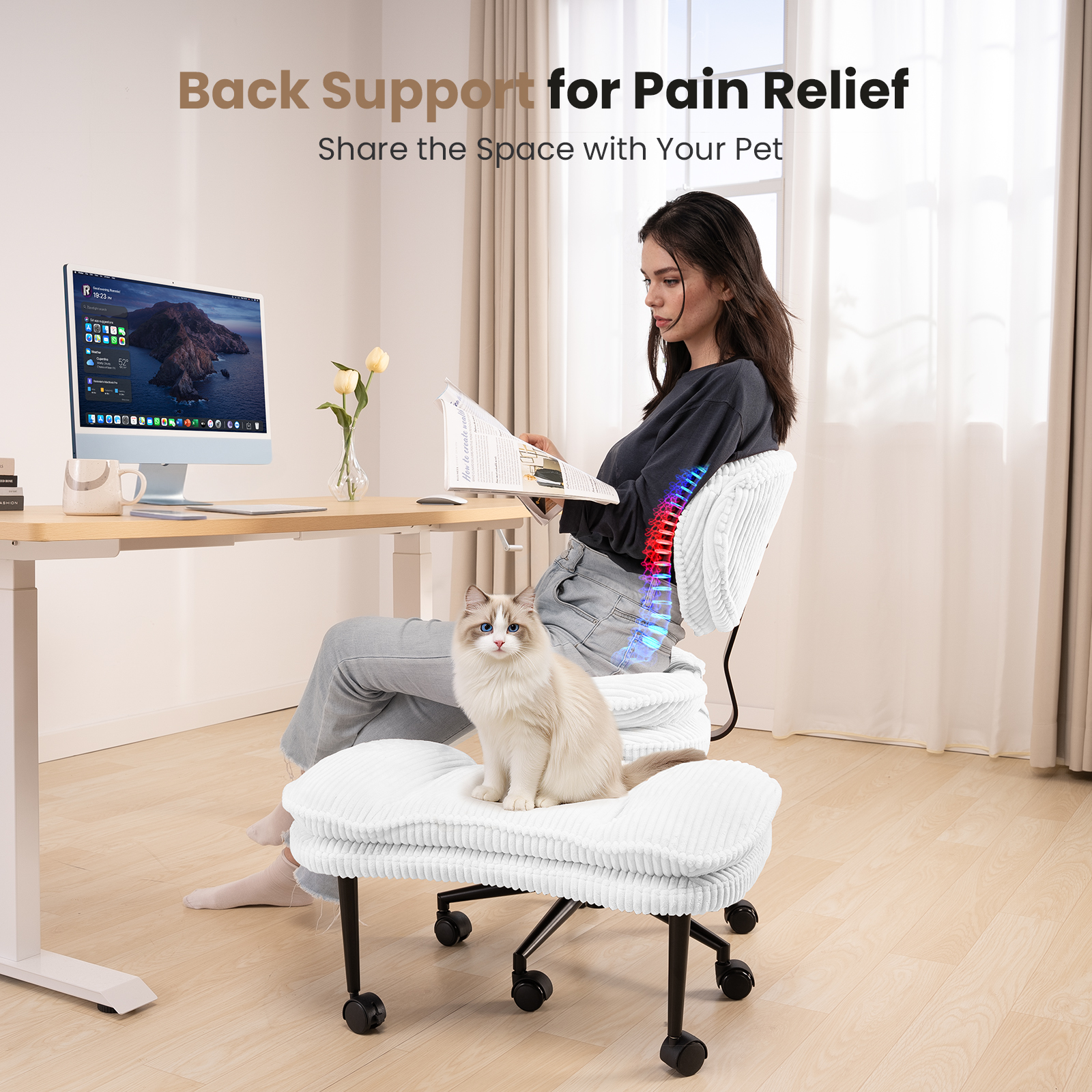 Cloud Cross‑Legged Corduroy Office Chair