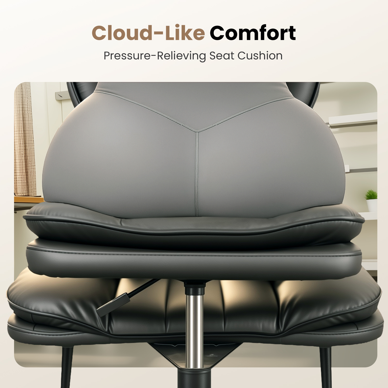 Cloud Cross‑Legged PU Leather Office Chair