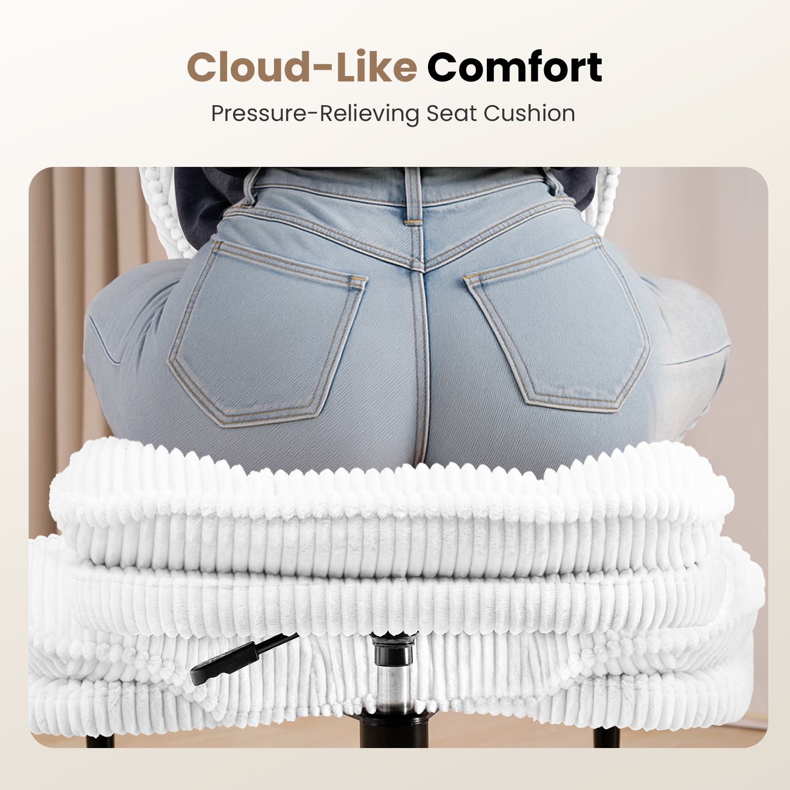 Cloud Cross‑Legged Corduroy Office Chair