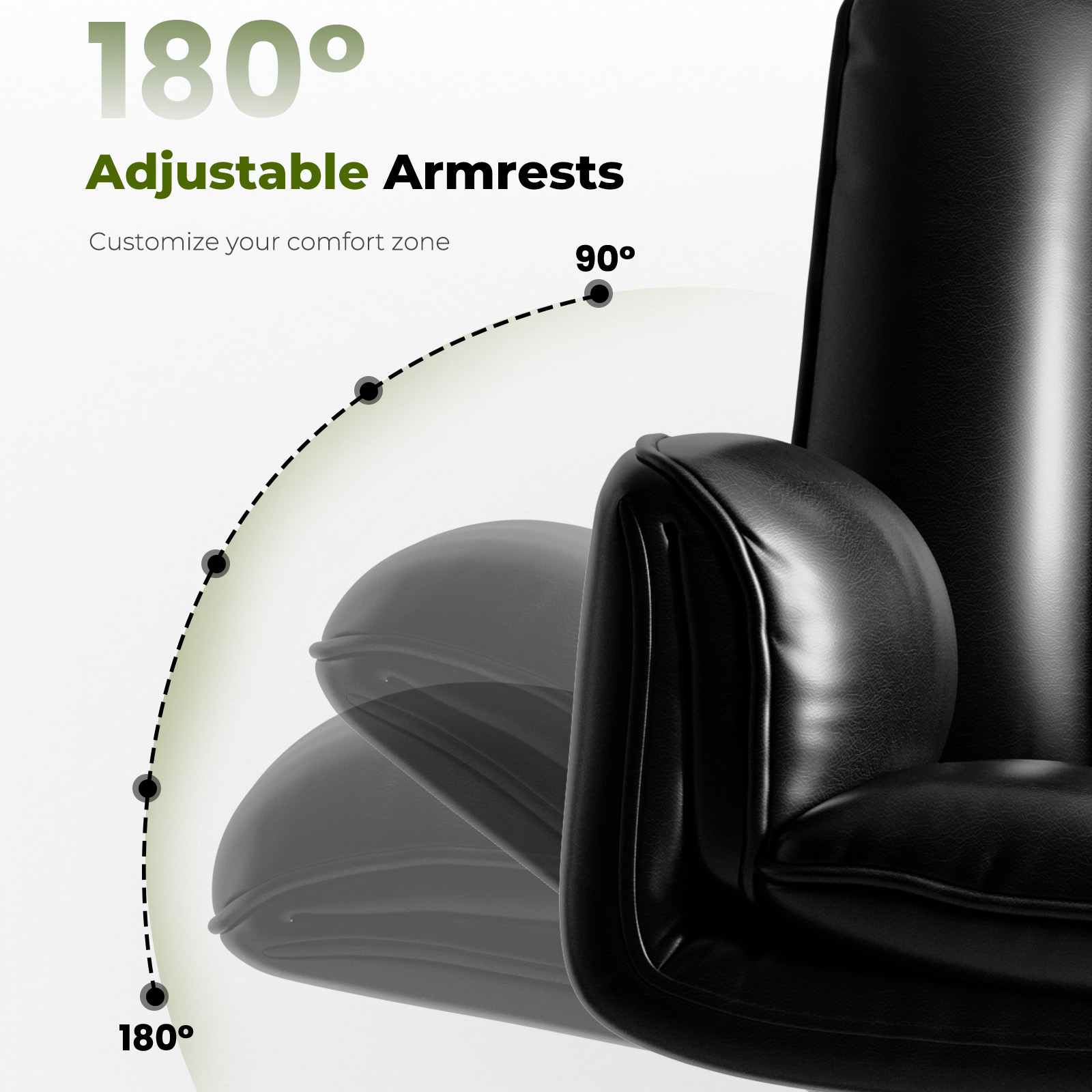 HOMRELEXA Criss Cross Office Chair with Armrests & Wheels, Comfy Big and Tall Chair, Ergonomic Executive Gaming Computer Chairs with Foot Rest, PU Leather Wide Seat Reclining Desk Chair, Black