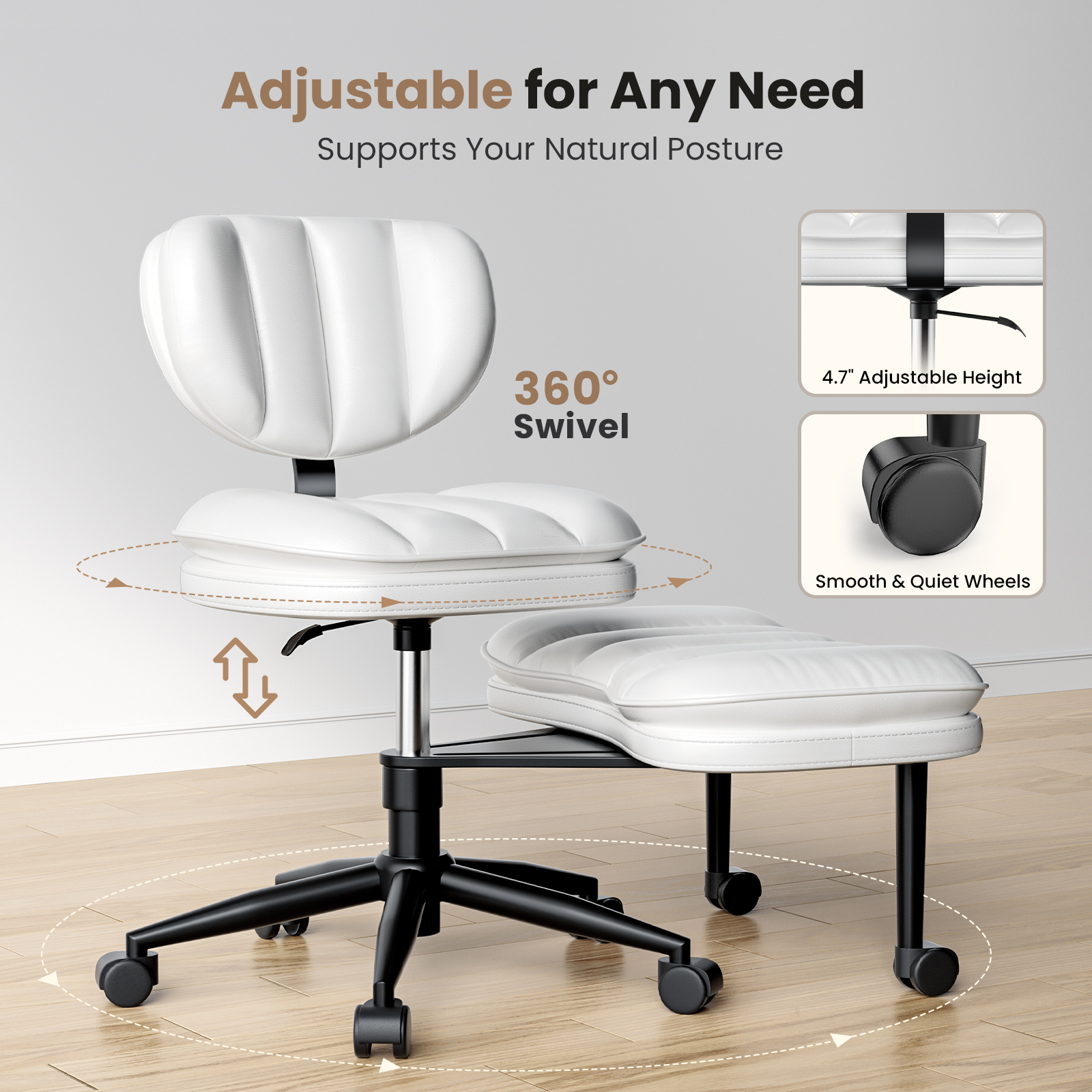 Cloud Cross‑Legged PU Leather Office Chair