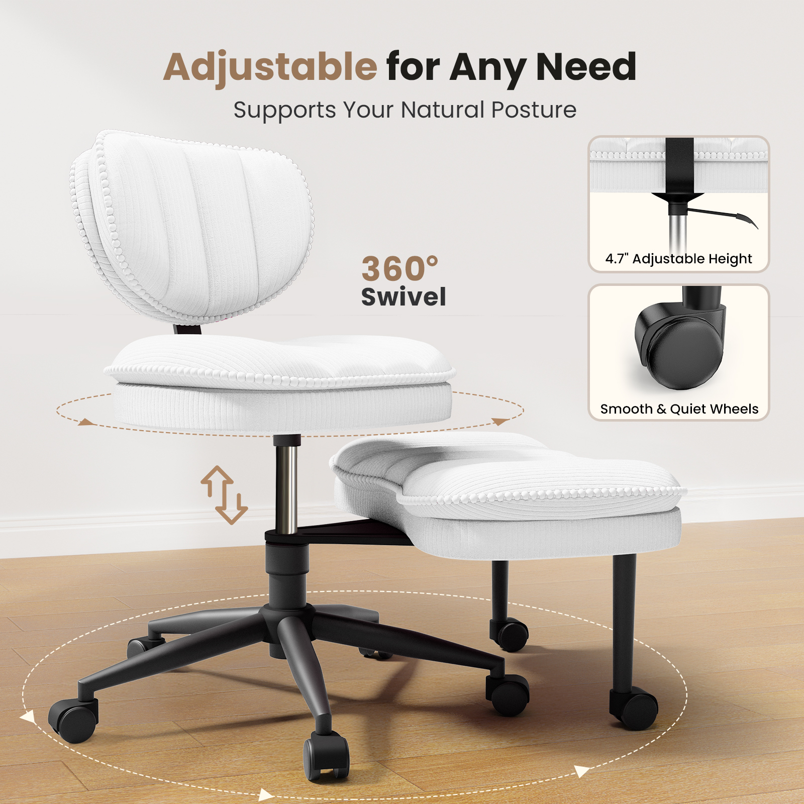 Cloud Cross‑Legged Corduroy Office Chair