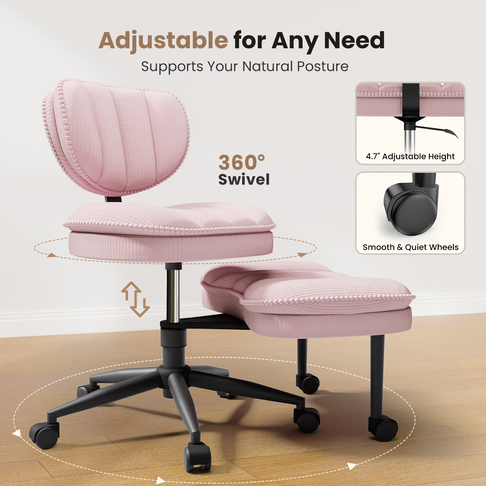 Cloud Cross‑Legged Corduroy Office Chair