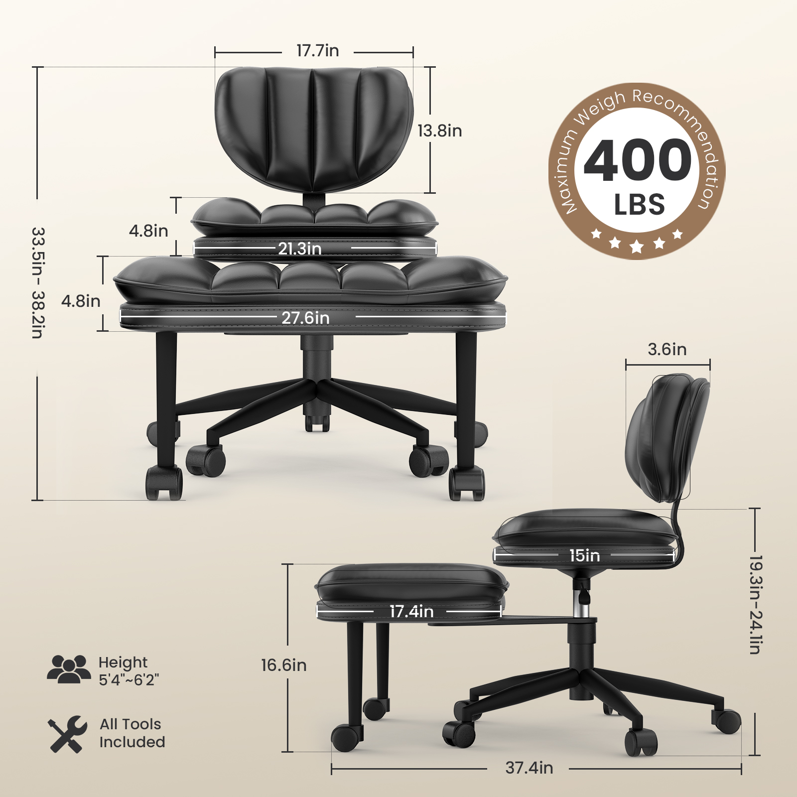 Cloud Cross‑Legged PU Leather Office Chair