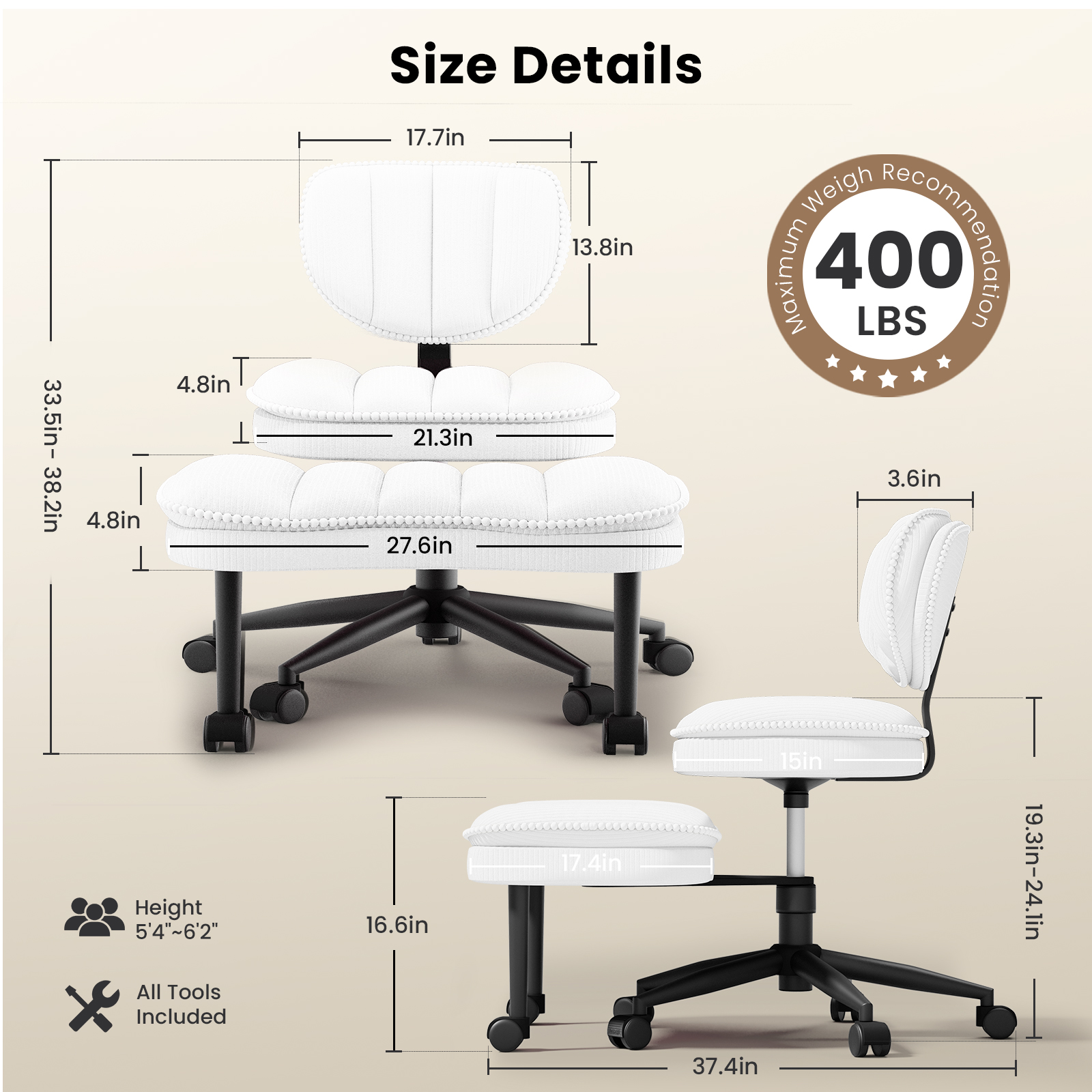 Cloud Cross‑Legged Corduroy Office Chair