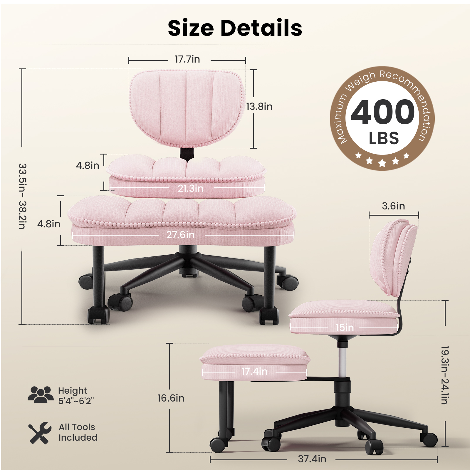 Cloud Cross‑Legged Corduroy Office Chair