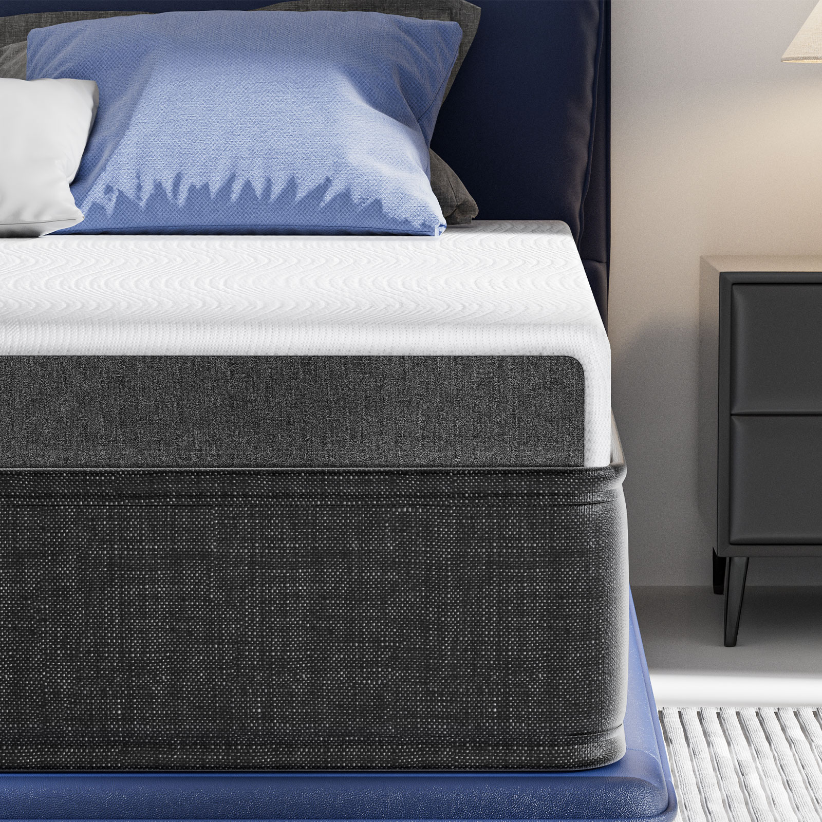 HOMRELEXA Cooling Mattress Topper Full Size 3 Inch, Cooling Gel & Bamboo Charcoal Memory Foam Mattress Topper for Back Pain Relief, Firm Dual-Layer Foam Bed Pad with Removable Cover