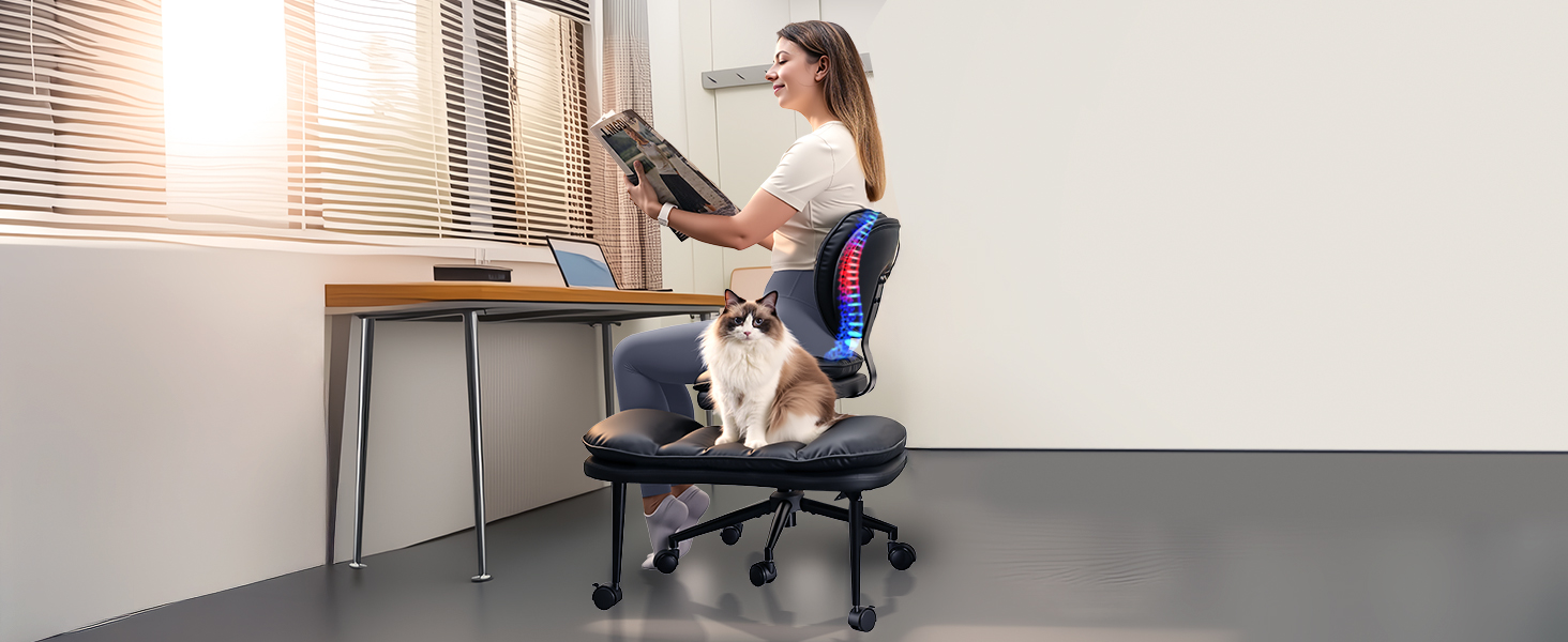 Cross Legged Office Chair, Ergonomic Cloud Criss Cross Desk Chair, Meditation Chair with Wheels, Height Adjustable Seat for ADHD, Wide Kneeling Chair with Back Support, Black