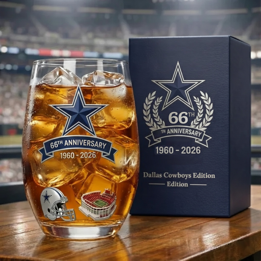 Dallas Cowboys 66th Anniversary Commemorative Whiskey Glass