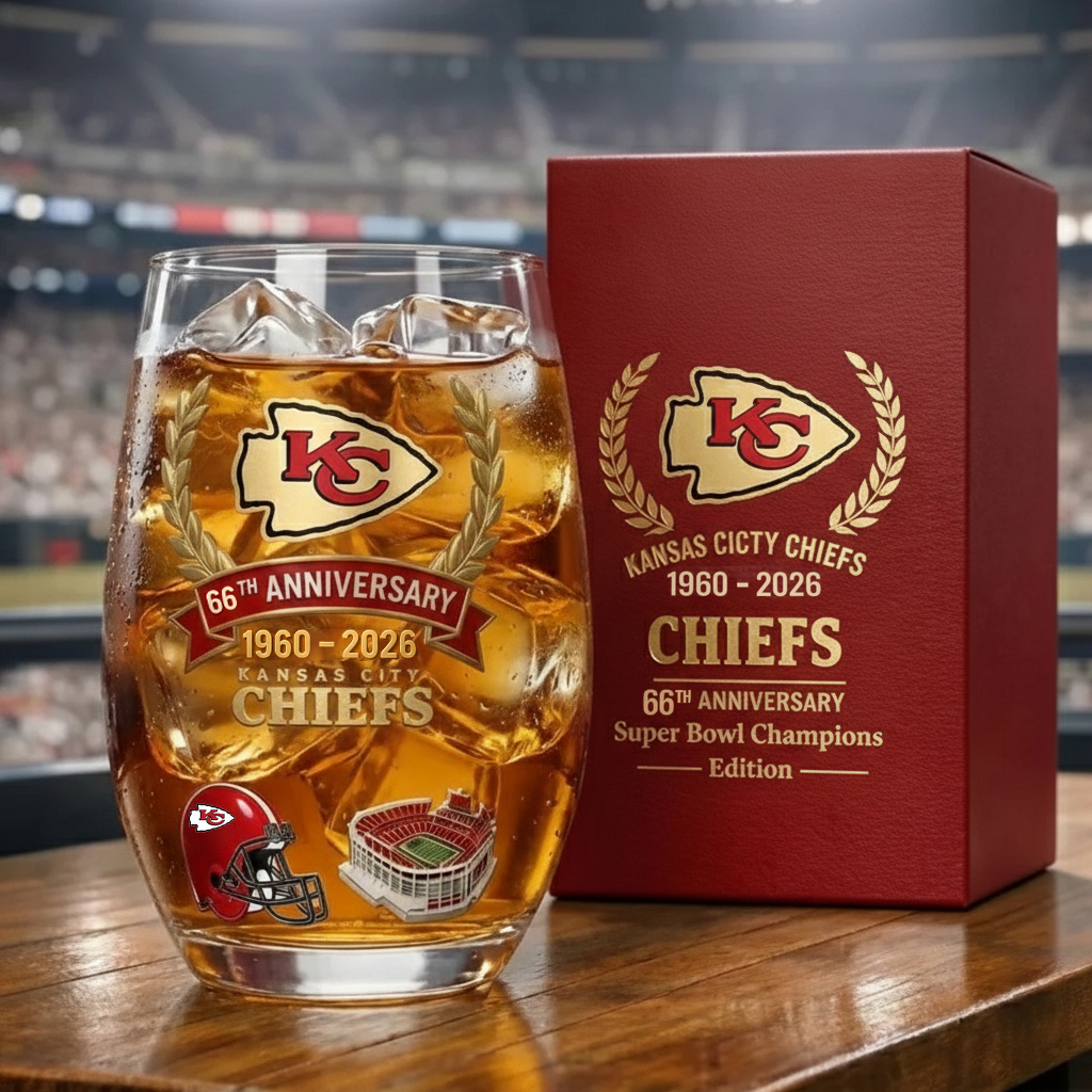 Kansas City Chiefs 66th Anniversary Whiskey Glass