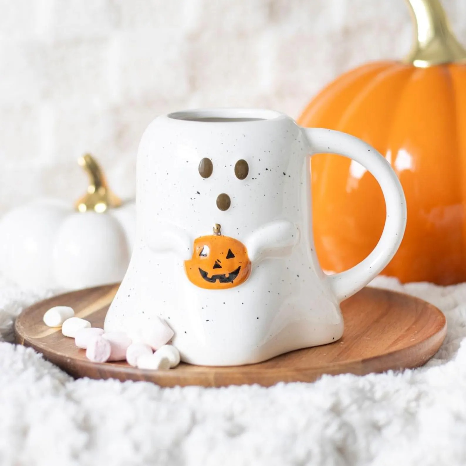 Ghost Mug - Holding Pumpkin