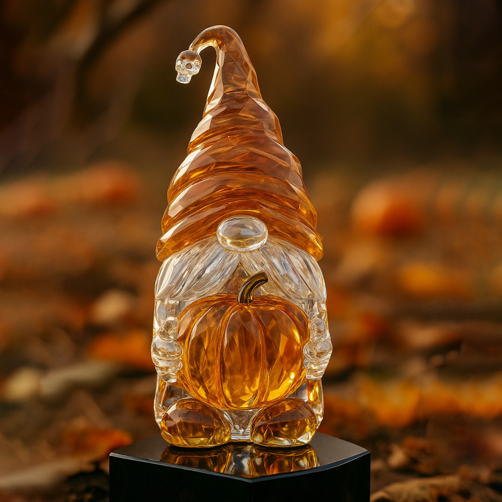 Handcrafted Crystal Pumpkin Gnome Figurine