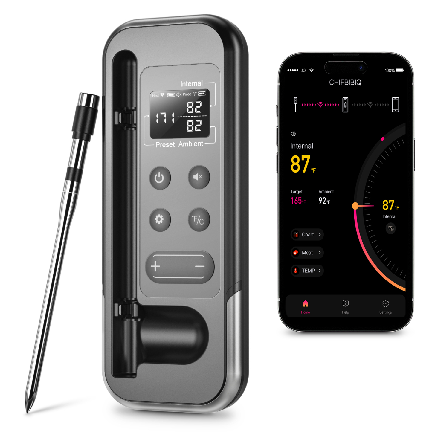 Grillpar BQ-60 – Trådløst Bluetooth-termometer til bøf, røgning og grillning