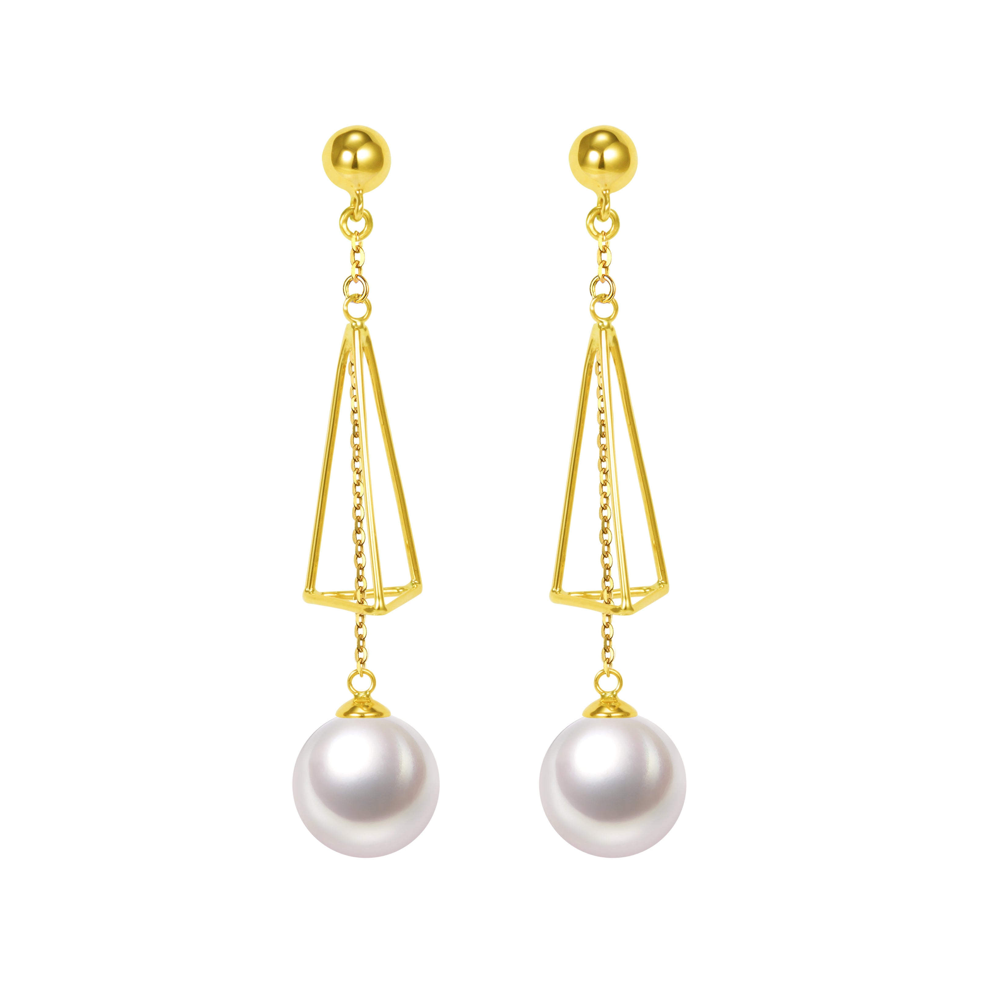 G18k Diamonds Triangle-Shaped Edison Pearl Drop Earrings
