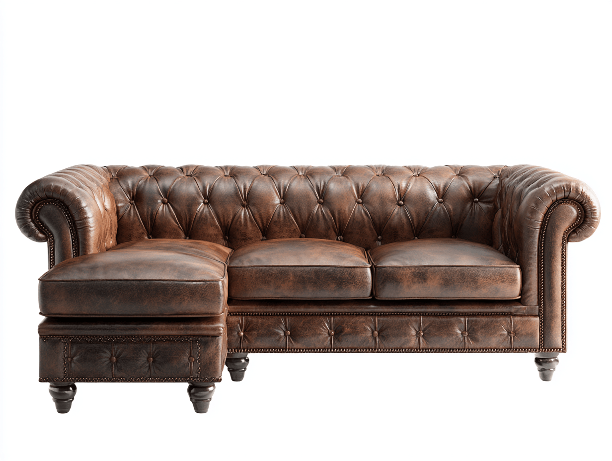 Chesterfield hoekbank – echt leer – bruin – klassiek design