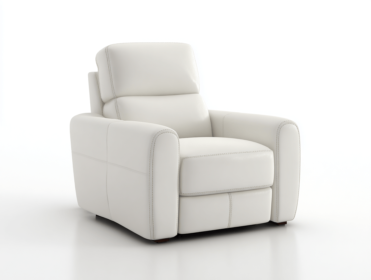 Fauteuil van kunstleer – wit – modern design met dikke vulling