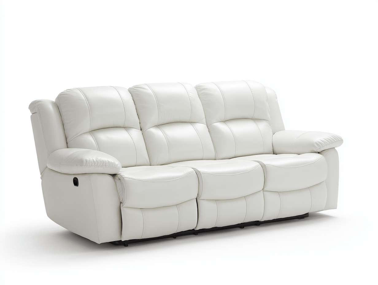 Driezitsbank - kunstleer wit - met relaxfunctie
