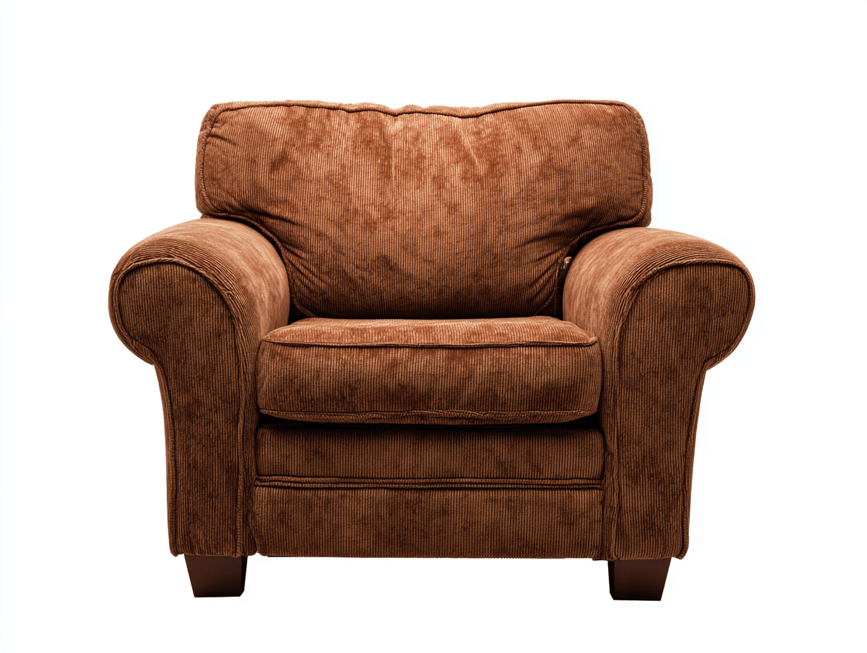 Fauteuil – stof – bruin – klassiek design met ronde armleuningen