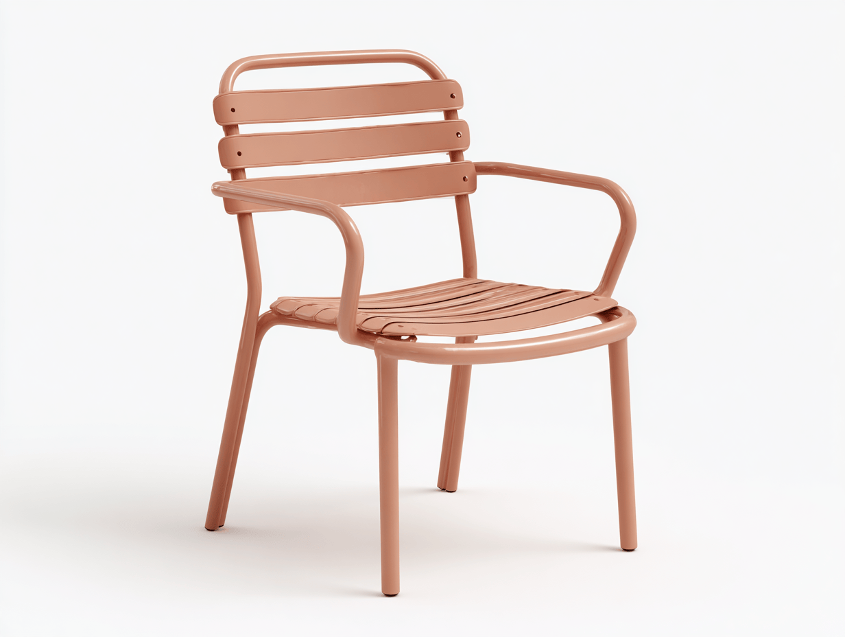 Tuinstoel metaal - roze - lattenontwerp met armleuningen